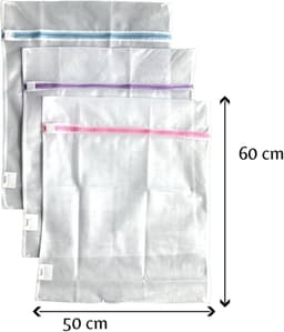 Waszakken Wasnetten met rits 6 stuks - microvezeldoeken 2 stuks - Wit - Roze - Blauw - Paars - 50 x 40 cm - Inclusief verzenden - Ritssluiting - Wasnetjes - Washing Bag - Waszakken - Wasnetje bh lingerie - Wasnetten - Transparant - 100% polyester — thumbnail 3