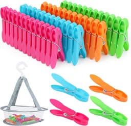 Robuuste Kledingknijpers Set van 48 Stuks met Mand, 7.3 cm Kledinghangers voor Binnen en Buiten, Ideaal voor Kleding en Sokken in 4 Kleuren — thumbnail 1
