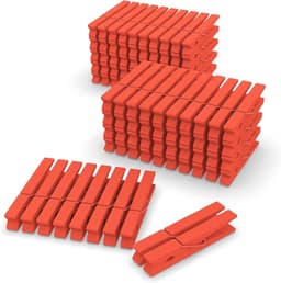 Gekleurde Wasknijpers - Houten Clips - Kleding Drogen - Stevig Massief Hout - 100 Stuks - Oranje — thumbnail 1