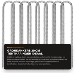 Dailygoods- Grondankers 30 cm - 8 Stuks - Verzonken Haringen - Beitelpunt - Antislip Haak - Geschikt voor Tenten en Hekken - Tentankers — thumbnail 5