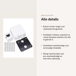 Dailygoods- Waslijn Uittrekbaar 6M - Wanddroogrek - Verstelbaar - Roestvrij Staal - Draagbaar - Heavy Duty 50 Lbs Capaciteit - Kledinglijn — thumbnail 4