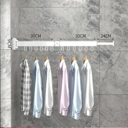 Webzon – Uitschuifbaar Wanddroogrek – Opvouwbaar Kledingrek voor Muur – 124 cm – 18 Haken – Ruimtebesparend Wasrek – Voor Balkon, Badkamer, Wasruimte en Slaapkamer – Wit — thumbnail 3