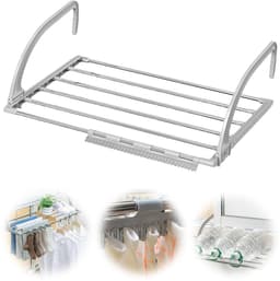 Dailygoods- Wasrek Uittrekbaar - Opvouwbaar Droogrek - Balkonrek - Wanddroogrek - Geschikt voor Binnen/Buiten - Roestvrij Staal 44-76 cm — thumbnail 1