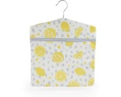 Waslijn Klemmen Tas - Klemmen Houder - Kleding Drogen - Handige Ophanghaak - 33 x 30 cm - Geel Citroenprint