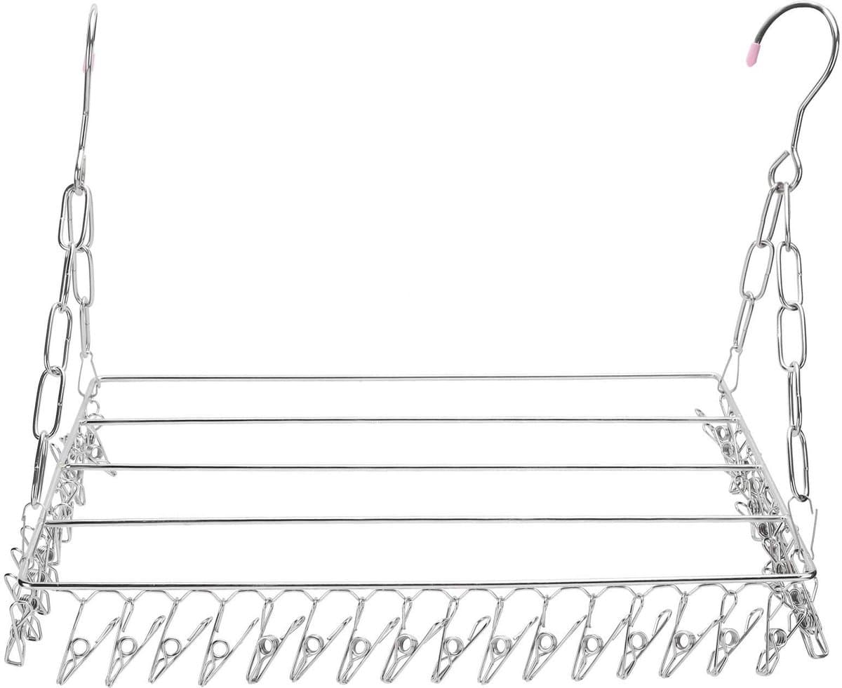 Cosensi- Wasdroogrek Roestvrij staal - Opvouwbaar Kledingdroogrek - 36 Clips - Winddicht Hanger - Voor Handdoeken/Lingerie - 40cm Lengte - Kledinghanger — afbeelding 1