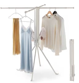 SHANNA Metalen Wasrek Inklapbaar - Staand Droogrek 132cm - Draagbaar opvouwbaar droogrek - In hoogte verstelbaar - Buiten & Binnen bruikbaar — thumbnail 1
