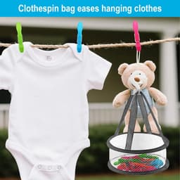 Dailygoods- Wasknijpers 60 Stuks - Wasknijpermandje - Winddichte Wasknijpers - Ademend Speldje - Antisliphandvatten - Roestvrijstalen Veerveren - Waslijnclips — thumbnail 5