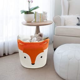Vouwbare Opbergmand met Schattige Vos, Katoenen Touw Wasmand voor Kinderkleding en Speelgoed, Ideaal voor Kamerdecoratie (35cm x 32cm) — thumbnail 4