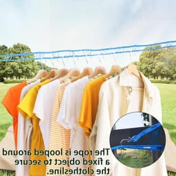 4-Pack Verstelbare Camping Waslijn met 12 Klemmen - Draagbare, Elastische Waslijn voor Buiten, Reizen en Kamperen in Blauw/Groen/Roze/Zwart — thumbnail 2
