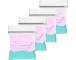 Set van 4 Herbruikbare Wasnetten met Rits - Duurzame Waszakken voor Fijne Was, Ideaal voor Kleding, Ondergoed en Sokken - 30 x 40 cm