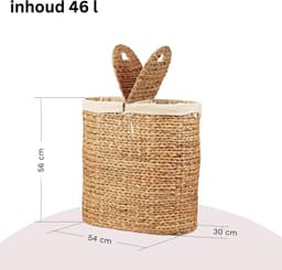 Rieten Wasmand met Deksel - 54x30x56 CM — thumbnail 2