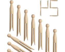 Houten Wasknijpers - Dolly Haringen - Kleding Ophangen - Onbehandeld Berkenhout - 11 cm - Natuurlijk