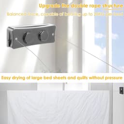Uittrekbare Waslijn - Dubbele Kabel Waslijn - Kleding Drogen - Doorhangbestendig Ontwerp - 51 meter - Donkergrijs — thumbnail 2