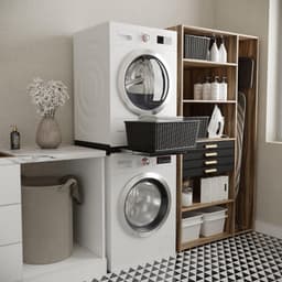 TIM® Tussenstuk Wasmachine Droger - Stapelkit - Tussenstuk Wasmachine en Droger - Tussenstuk Wasmachine Droger Zwart - Tussenstuk Wasmachine Droger Aeg - Zwart - 54cm x 60cm x 8cm — thumbnail 4