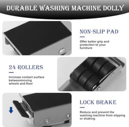 2 stuks wasmachine-onderstel, verstelbare meubelroller 46-71 cm, antislip rubberen pad, belastbaar tot 300 kg, voor wasmachine, droger, koelkast, bank, grijs — thumbnail 3