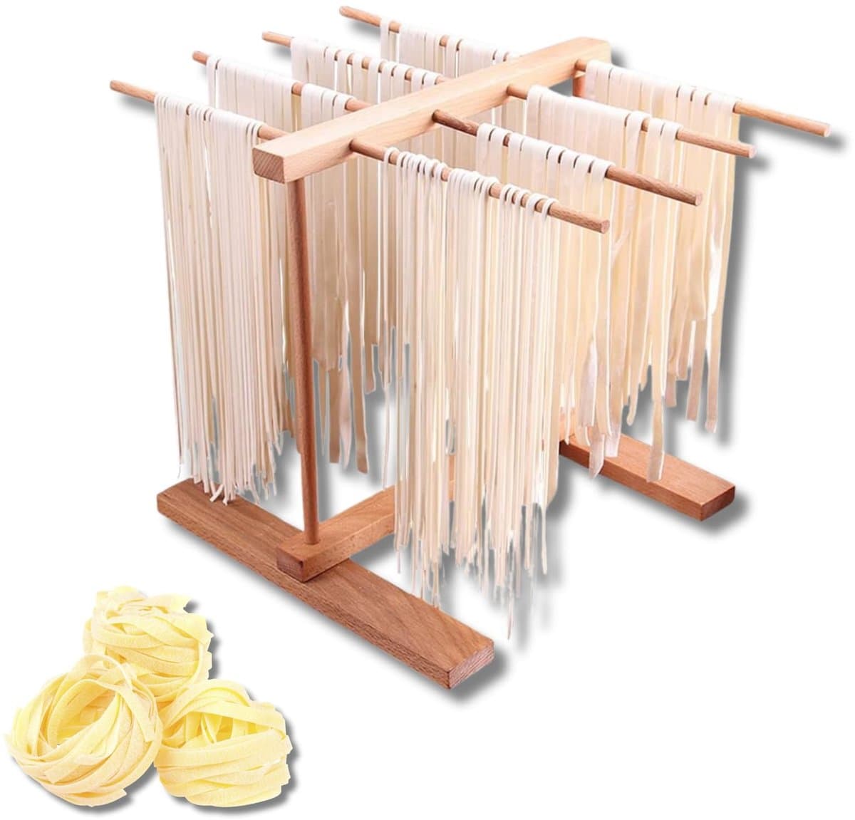 Houten pastadroogrek - efficiënt drogen - 1 stuk - natuurlijk hout - 15,4 x 8,7 x 11,8 inch — afbeelding 1