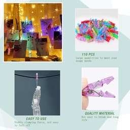 Dailygoods- Foto Clips 110 Stuks - Mini Plastic Knijpers - Gekleurde Knijpers - Creatieve DIY Decoratie - Stevige Veerstructuur - Kwaliteitsmateriaal — thumbnail 2