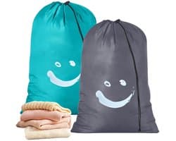 Dailygoods- Waszak Groot - 2 Stuks - Opvouwbaar - Nylon - Lichtgewicht - Capaciteit 80-120 Liter - 61 x 92 cm - Waszakken