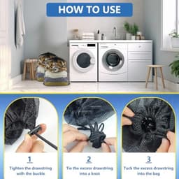 2 stuks wasnet groot 70 x 90 cm - zwarte waszakken met trekkoord voor wasmachine - beschermend wasnet voor beddengoed, pluche dieren en kleding - machinewasbaar - laundry bag — thumbnail 3