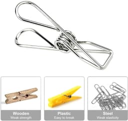 Dailygoods- Wasknijpers 60 Stuks - Roestvrij Staal - Duurzaam - Antislip - Winddicht - Voor Binnen/Buiten - Compact en Draagbaar - Waslijnclips — thumbnail 3