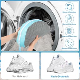 Dailygoody - Schoenwaszak - Herbruikbare waszakken - Groot met ritssluiting - Grijs + Blauw - Wasmachine en droger - Perfect voor schoenen — thumbnail 3