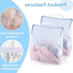 Grote wasnetten met handvatten en rits, 50 x 55 cm, ideaal voor ondergoed, delicate kleding en beddengoed — thumbnail 2
