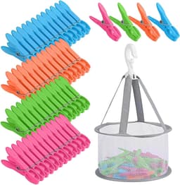 Kleurige winddichte wasknijpers met opbergzak, 48 stuks, ideaal voor kleding, sokken en waslijnen — thumbnail 1