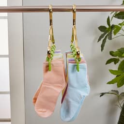 4 stuks - Sokkendroger - Draagbare washaken - Sokkenhouder - Kledingrek - Vierdelig droogrek voor sokken en kleding - winddicht droogrek - kledinghanger - plastic kledinghanger - voor hoeden, schoenveters, handdoeken en sokken - 32*5cm - 4 kleuren — thumbnail 4
