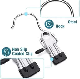 Wasknijpers Roestvrij Staal - Kledinghangers Clips - Kleding Drogen - Stevige Grip - 50 stuks - Zwart — thumbnail 4