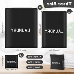 Waterdichte Waszakken Set van 4, 3 Maten voor Vuile Kleding, Ideaal voor Zwemmen, Yoga en Reizen, Vouwbare Waszakken voor Gezinnen — thumbnail 4