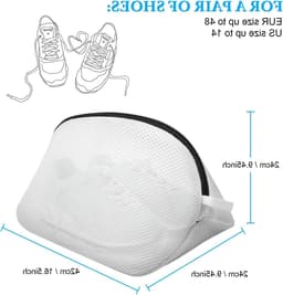 Herbruikbare Waszak voor Schoenen, Set van 4, Mesh Waszak met Rits voor Sneakers, Sportschoenen en Kleding in de Wasmachine — thumbnail 2
