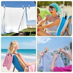 PromoHome 6 stuks handdoekklemmen voor strandstoelen - roestvrij staal - windvaste strandhanddoekclips met beschermhoes - 12 cm — thumbnail 5