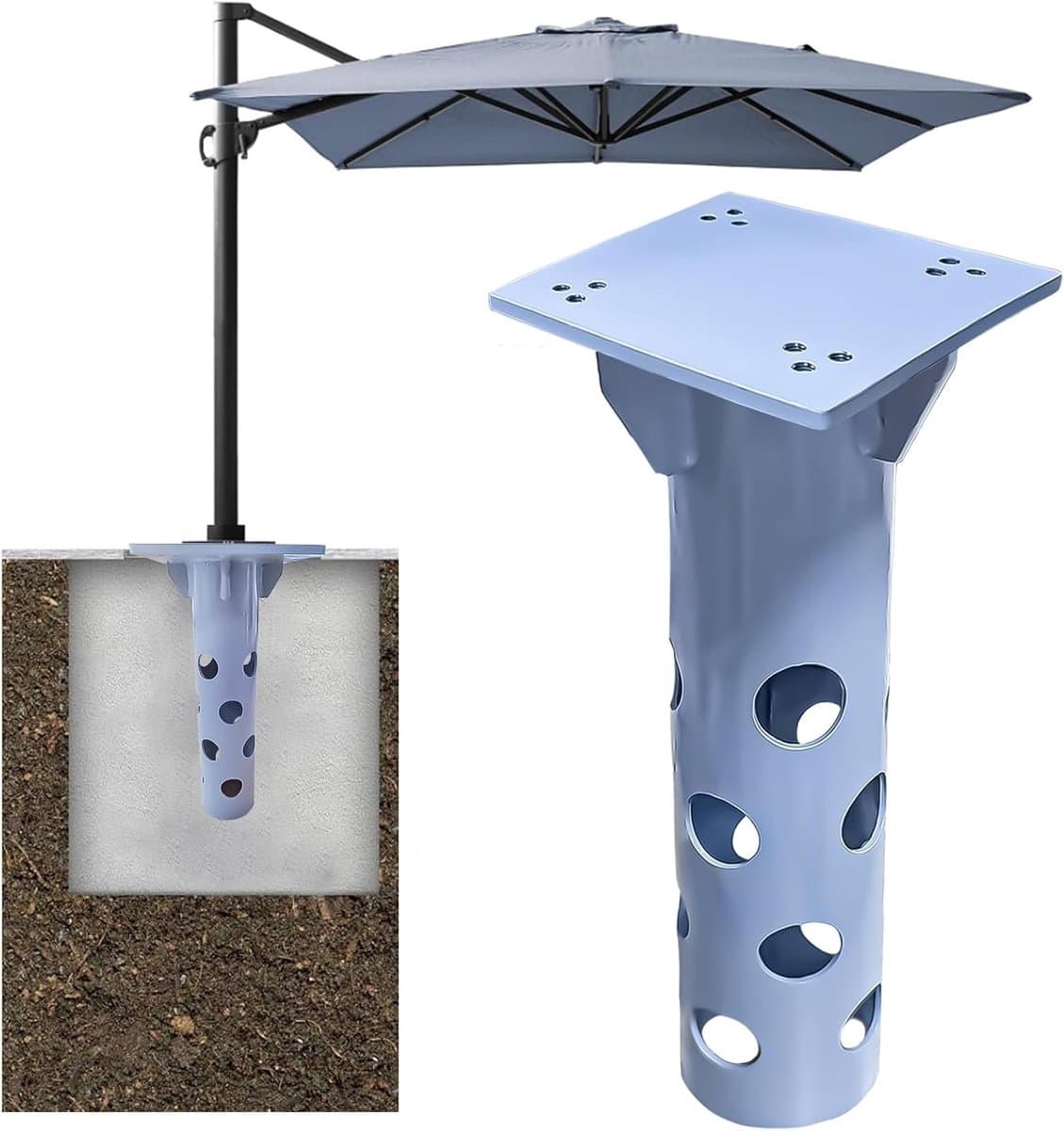 Universele grondanker voor parasol, stevige metalen basisplaat voor betonnen ondergrond, windbestendig en met hoge draagkracht boven 1 kg — afbeelding 1