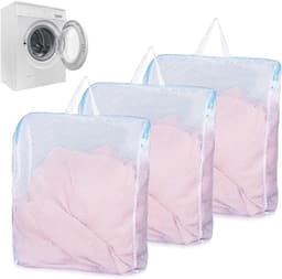 Grote wasnetten voor wasmachine, 3 stuks, herbruikbare waszakken met ritssluiting en handgrepen, ideaal voor kleding, lingerie en sokken (50 x 60 cm) — thumbnail 1