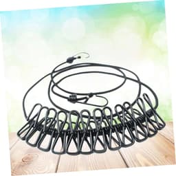 Droogmolen Camping - Waslijn Reizen - Kleding Drogen - Met Clips - 190 cm - Zwart — thumbnail 2