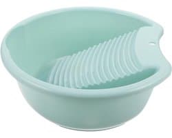 Draagbare Wasbak - Handwasbak Wasbord - Delicate Kleding Wassen - Geïntegreerde Wasplank - 37x34x13.5cm - Blauw