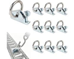 10 stuks combi-sjorogen voor aanhangers, 61 mm e-track sjorrails, ladingbeveiliging en eindmontage met φ39 mm ring, ideaal voor vrachtwagens en auto's