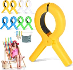 Set van 8 Handdoek Klemmen voor Strandstoelen, Grote Kledingknijpers in 4 Kleuren, Ideaal voor Handdoeken, Bedlinnen en Dikke Kledingstukken — thumbnail 1
