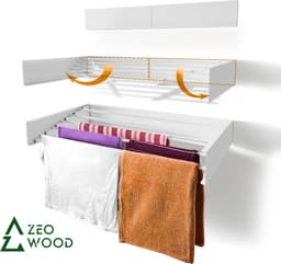 Zeo Wood® - Wanddroogrek Inklapbaar 70 cm - 3.5 m Drooglengte Wit — thumbnail 1