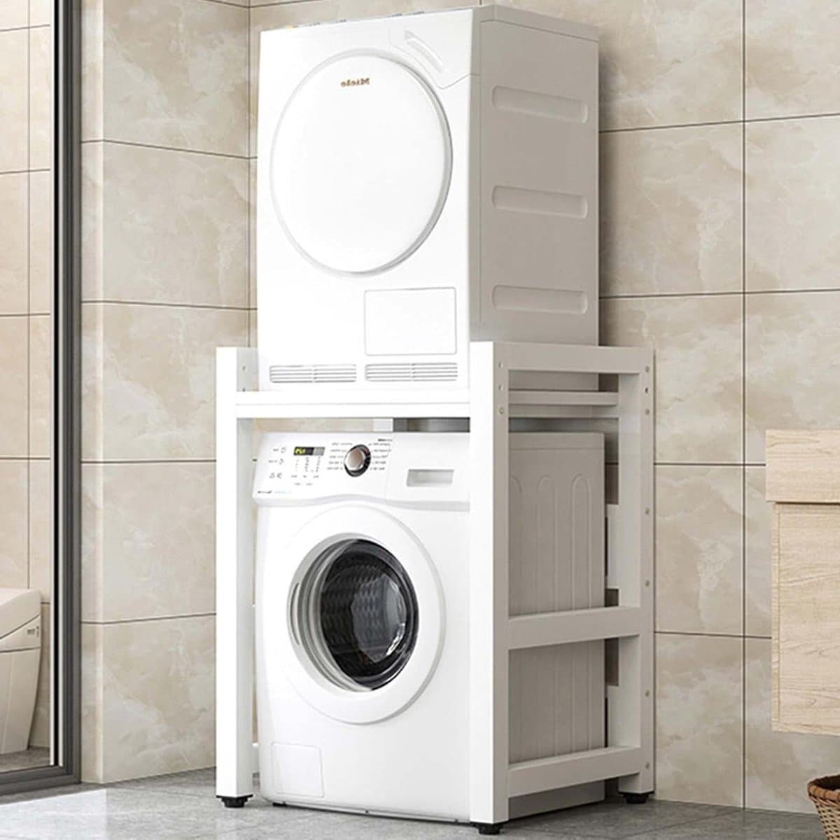 Wasrek Organizer - Boven Wasmachine Kast - Badkamer Opbergen - 3 Niveaus Verstelbaar - 75 x 65 cm - Wit — afbeelding 1