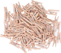 Houten Wasspelden - Mini Knijpers - Ambachten Maken - Uitstekende Afwerking - 100 Stuks - Houtkleur — thumbnail 1