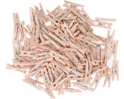 Houten Wasspelden - Mini Knijpers - Ambachten Maken - Uitstekende Afwerking - 100 Stuks - Houtkleur