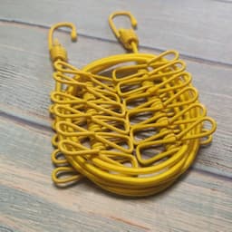 Reiswaslijn - Draagbaar Touw - Kleding Drogen - Winddicht met Clips - 1 Meter - Blauw Wit — thumbnail 2