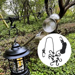 Winddichte Waslijn - Outdoor Droogtouw - Kamperen Reizen - Verstelbare Lengte - 5 Meter - Zwart — thumbnail 2