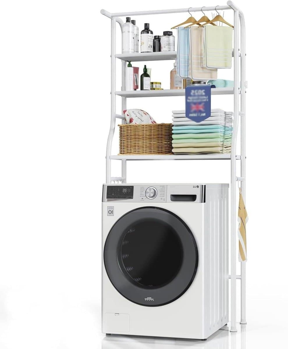 Wasmachine Opbergplank - Wasrek Boven Wasmachine - Wasruimte Organiseren - 3 Laags Ontwerp - 68 x 25 x 165 cm — afbeelding 1