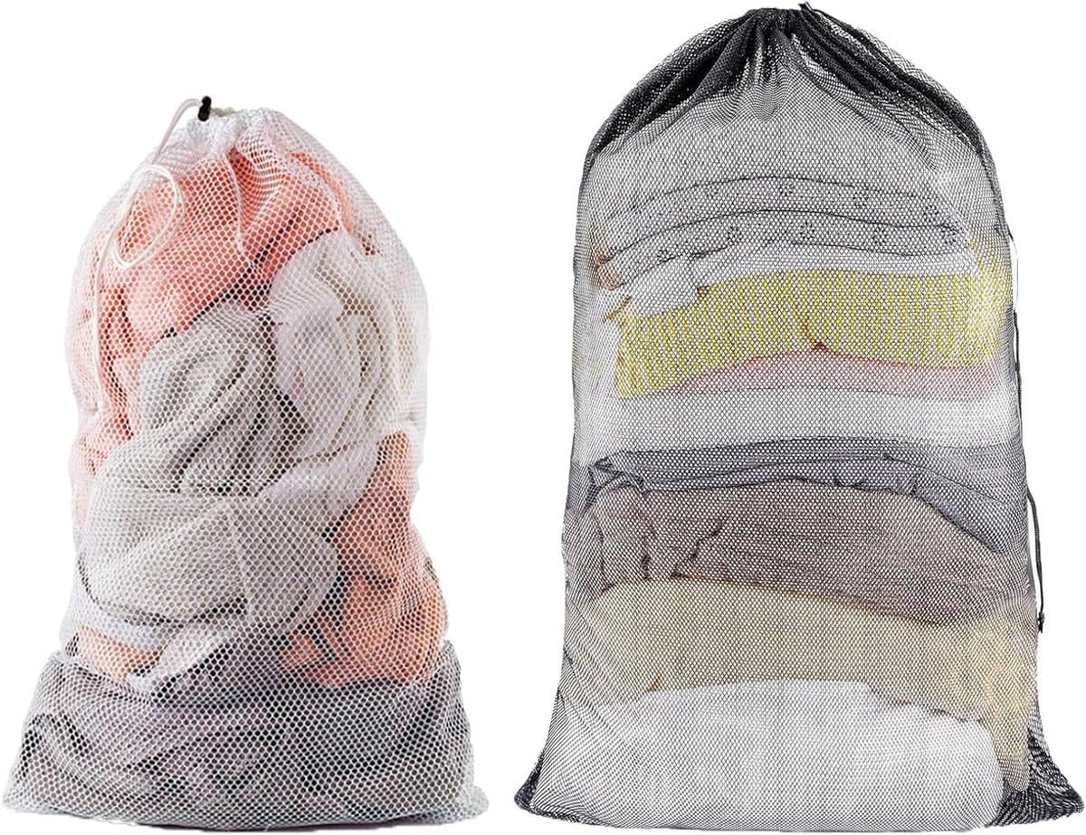 Grote Waszakken voor de Wasmachine - 2 Pack, Herbruikbare Mesh Tas met Trekkoord voor Kleding, Dekbedhoezen en Broeken, 40 x 50/50 x 60 cm — afbeelding 1