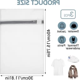 3x Mesh Waszakken 30x40cm, Wasnet voor Wasmachine, Waszak met Rits, Wit met Roze Accenten, Ideaal voor Kleding en Delicate Stoffen — thumbnail 5