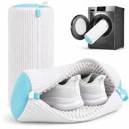 BOTC Schoenen Waszak Set - 2 Stuks - Herbruikbare Waszak voor Schoenen – 360° Diepe Reiniging met Microvezel - Beschermende Schoenen Waszak voor Wasmachine en Droger - Wit en blauw — thumbnail 1