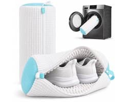 BOTC Schoenen Waszak Set - 2 Stuks - Herbruikbare Waszak voor Schoenen – 360° Diepe Reiniging met Microvezel - Beschermende Schoenen Waszak voor Wasmachine en Droger - Wit en blauw — afbeelding 1