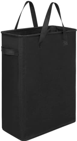 Opvouwbare Wasmand met Deksel - 45 Liter Slanke Wasmand Smal - Opklapbare Wasmand voor Badkamer en Slaapkamer - Kleine Wasmand Ruimtebesparend met Handvatten - Zwart — thumbnail 1